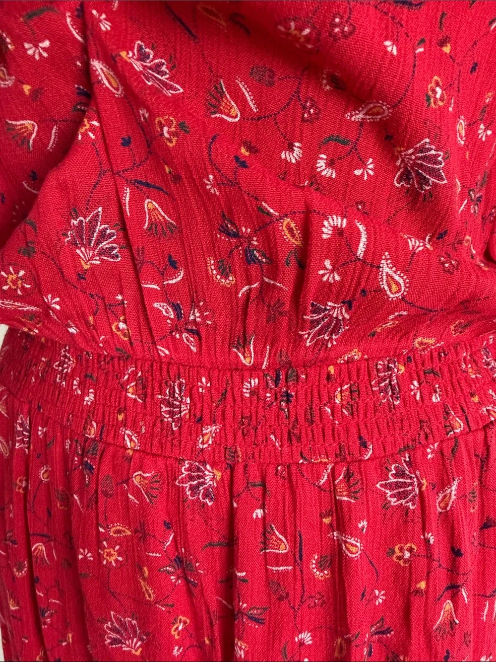 Old Navy Red Long-Sleeve Floral Midi Dress - Picture 6 of 10